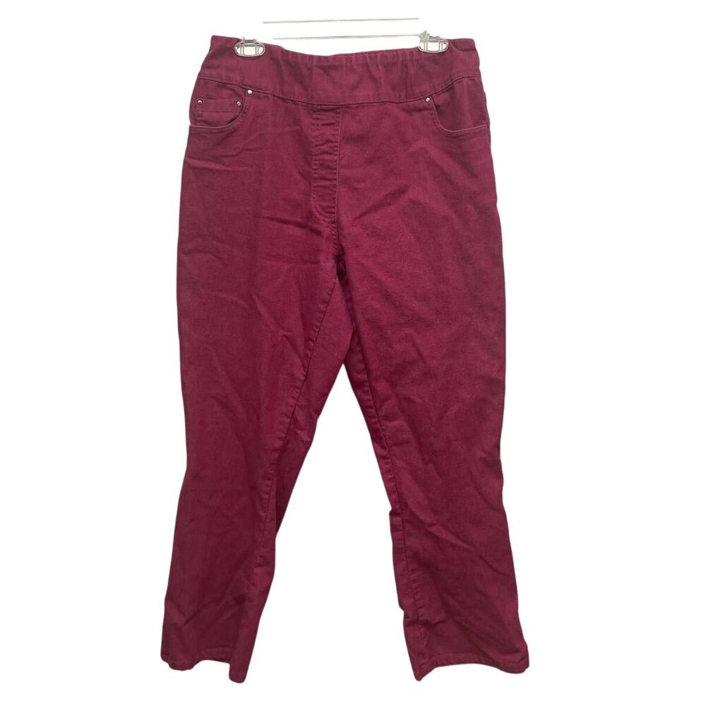 Blair Womens Size 14 Hot Pink Cotton Blend Elastic Waist Pull On Jean Pants